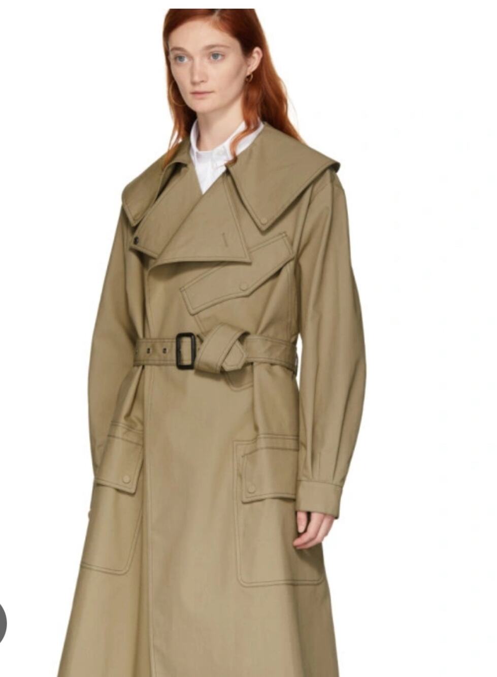 Joseph Damon Oversized Belted Khaki Rain Trench Coat Khaki Green